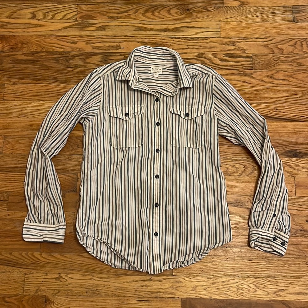 Filson women’s stripe cotton button down small